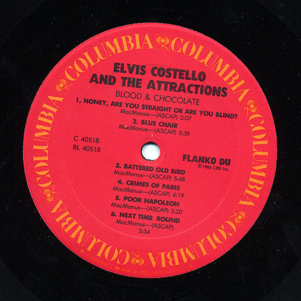 Elvis Costello And The Attractions* : Blood & Chocolate (LP, Album, Car)