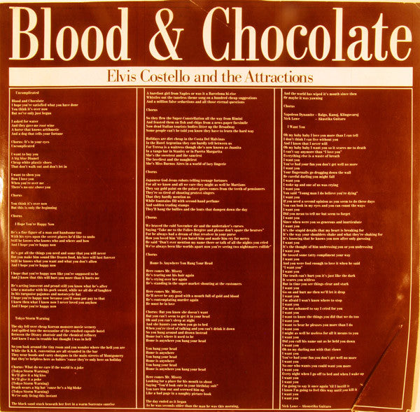 Elvis Costello And The Attractions* : Blood & Chocolate (LP, Album, Car)