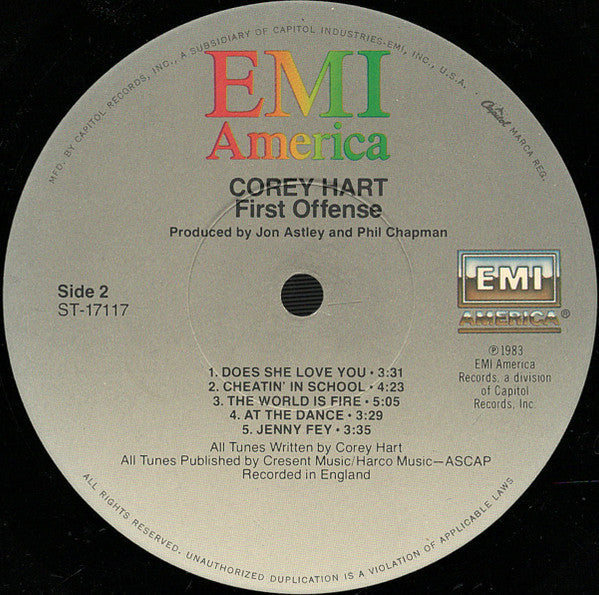 Corey Hart : First Offense (LP, Album, Jac)