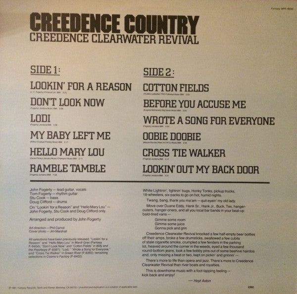 Creedence Clearwater Revival : Creedence Country (LP, Comp, Club, CRC)