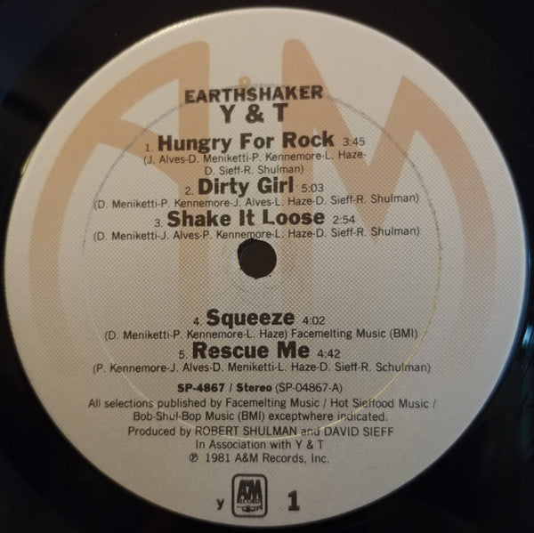 Y & T : Earthshaker (LP, Album, Ter)