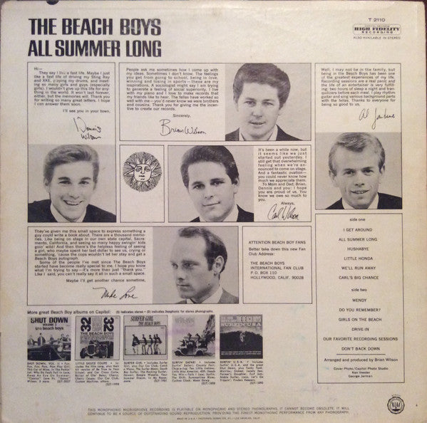 The Beach Boys : All Summer Long (LP, Album, Mono, Wad)