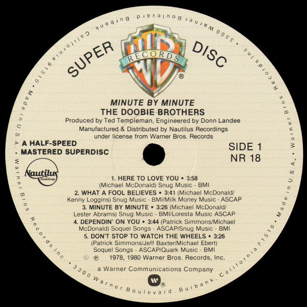 The Doobie Brothers : Minute By Minute (LP, Album, RE)