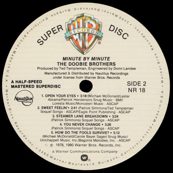 The Doobie Brothers : Minute By Minute (LP, Album, RE)