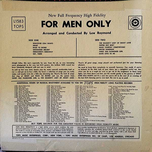 Lew Raymond : For Men Only (LP)