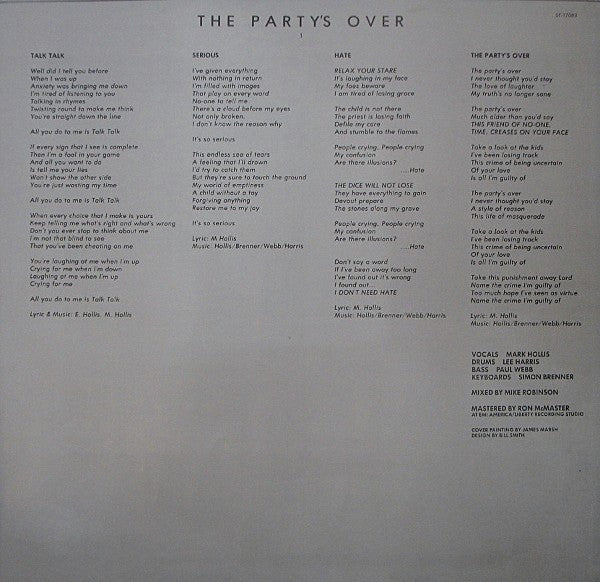 Talk Talk : The Party's Over (LP, Album, Jac)