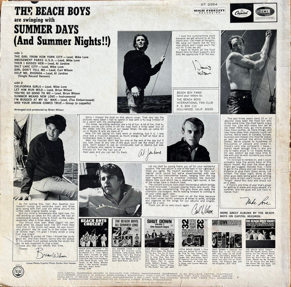 The Beach Boys : Summer Days (And Summer Nights!!) (LP, Album, Duo)
