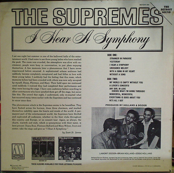 The Supremes : I Hear A Symphony (LP, Album)