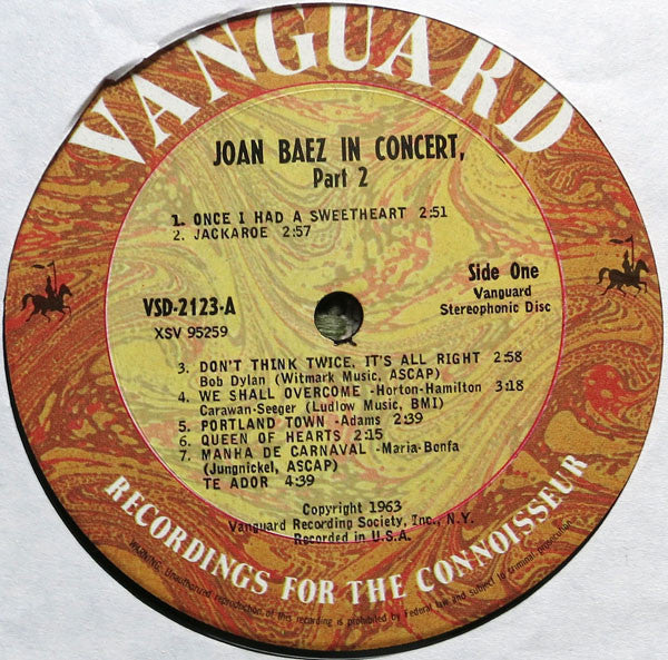 Joan Baez : Joan Baez In Concert Part 2  (LP, Album, RE)