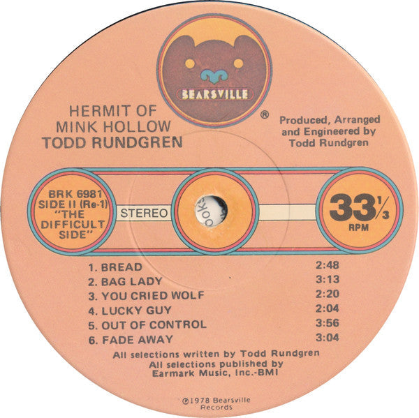 Todd Rundgren : Hermit Of Mink Hollow (LP, Album, Jac)