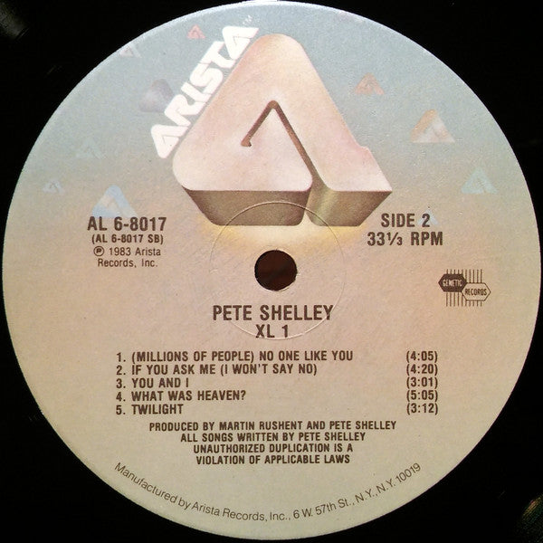 Pete Shelley : XL•1 (LP, Album, Ind)