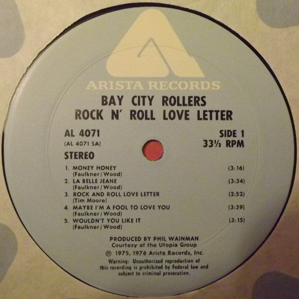 Bay City Rollers : Rock N' Roll Love Letter (LP, Album, Gat)